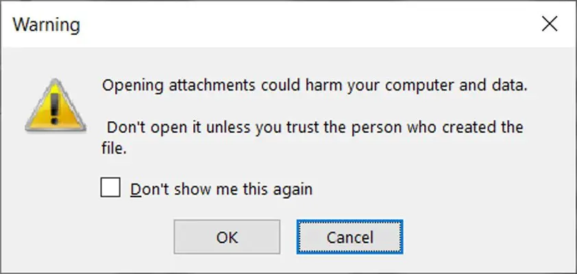 OneNote Attachment Safety Warning